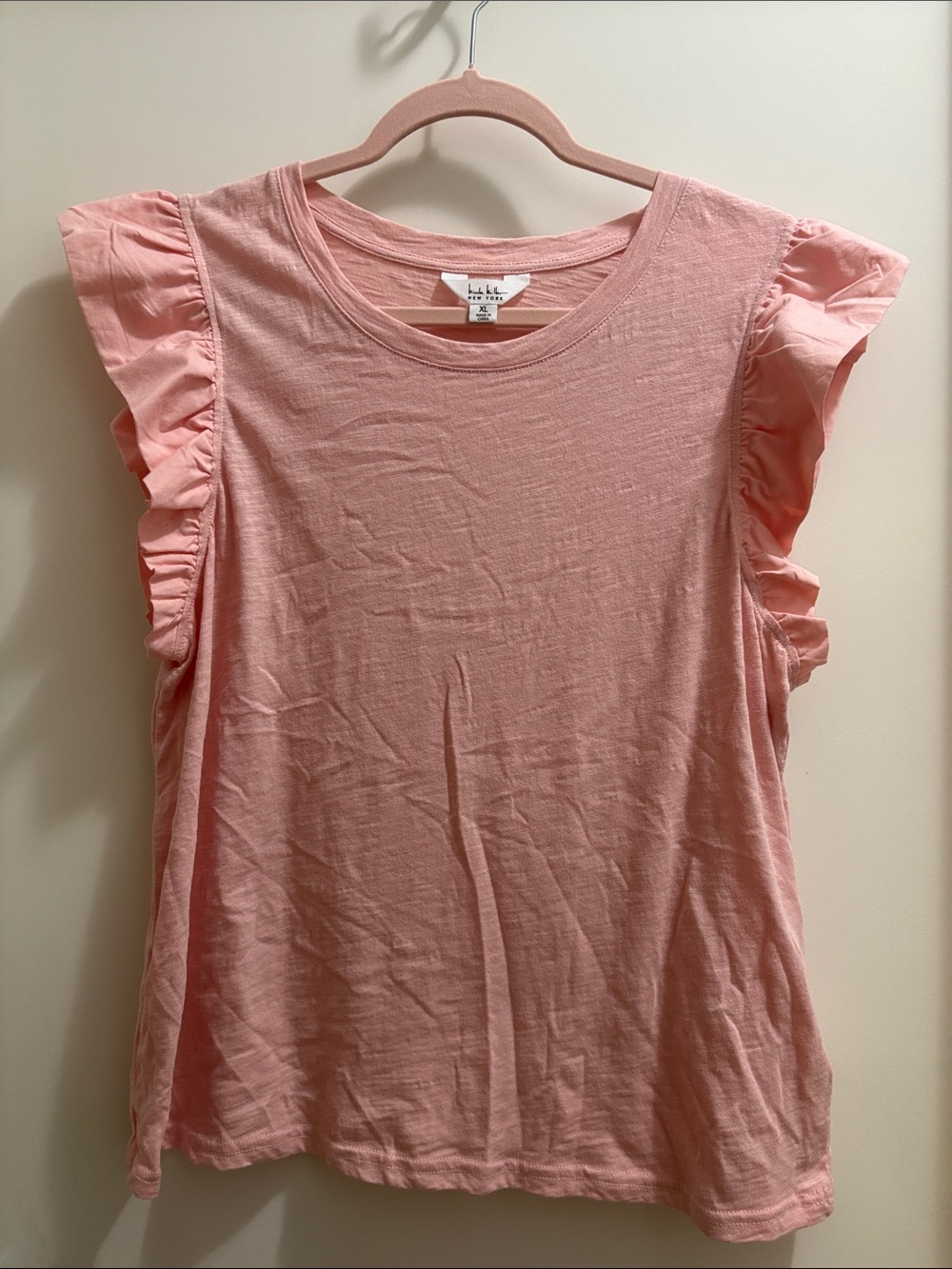 Nicole Miller Coral Pink Ruffle Sleeve Tank